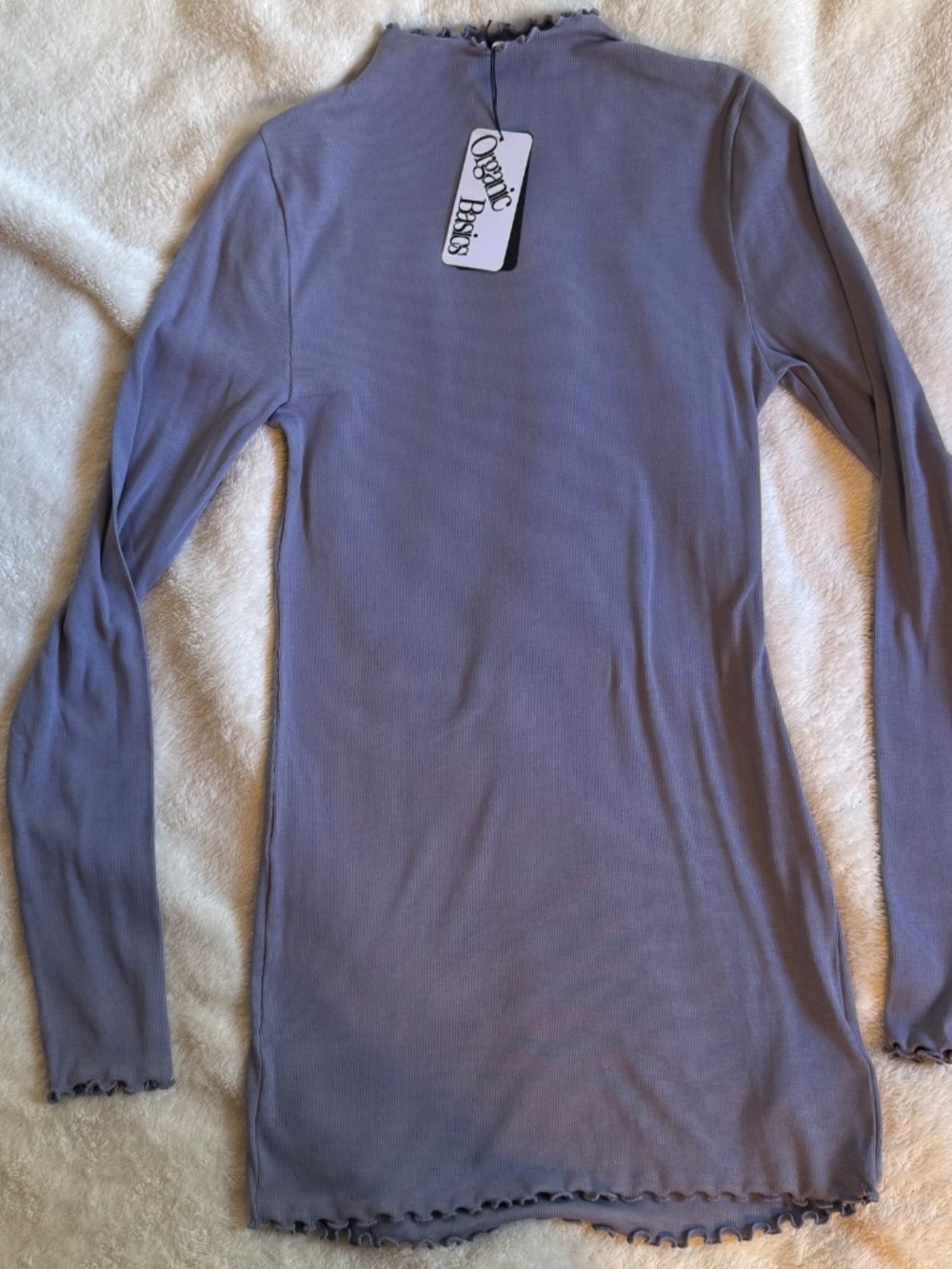 Organic Basics Women’s Core Rib Mock Neck Long Sleeve Dress, Organic Cotton NWT